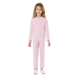 Macacão Rosa Spandex con Zíper Frontal para Crianças