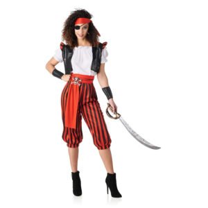 Fato de Pirata com Calças às Riscas para Mulher
