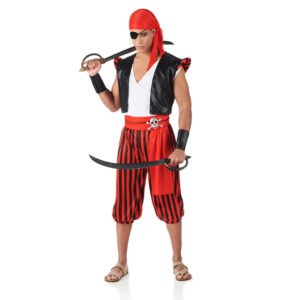 Fato de Pirata com Calças às Riscas para Homem