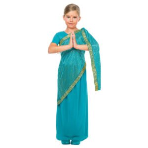 Fato de Bollywood Turquesa Azul Menina